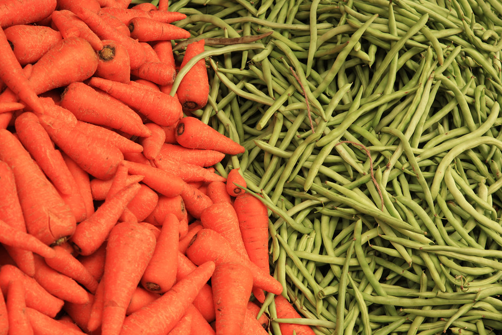 Fresh carrots and green beans